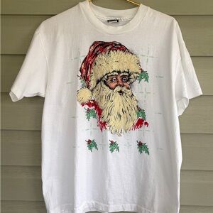 DIAMOND DUST Vintage Santa Claus t-shirt 90s glitter puffy paint Christmas sz L